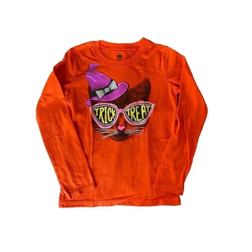 Halloween unbranded girls long sleeve witch cat t-shirt, size 6 ￼